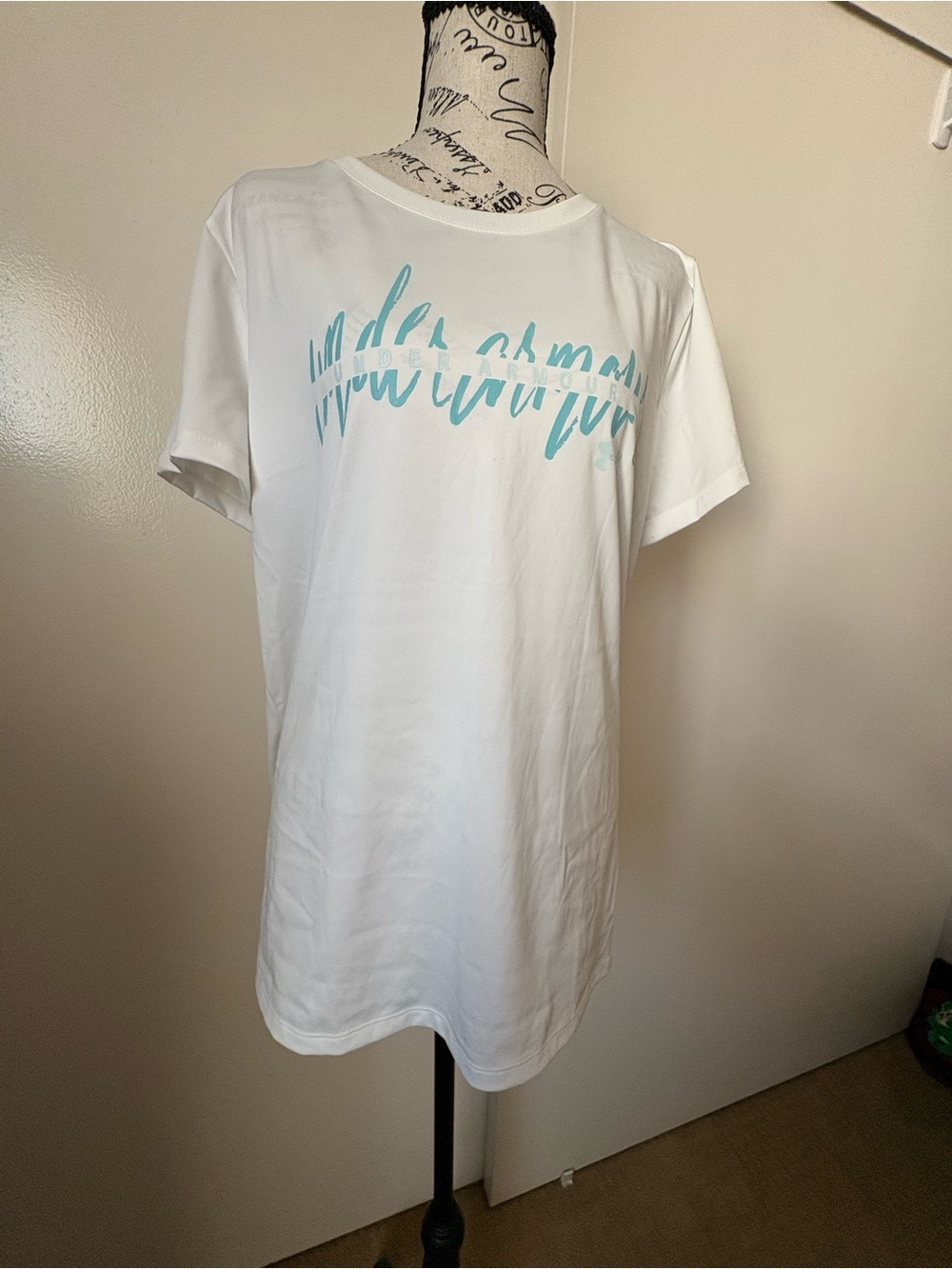Under Armour White HeatGear Tee with Gray Logo